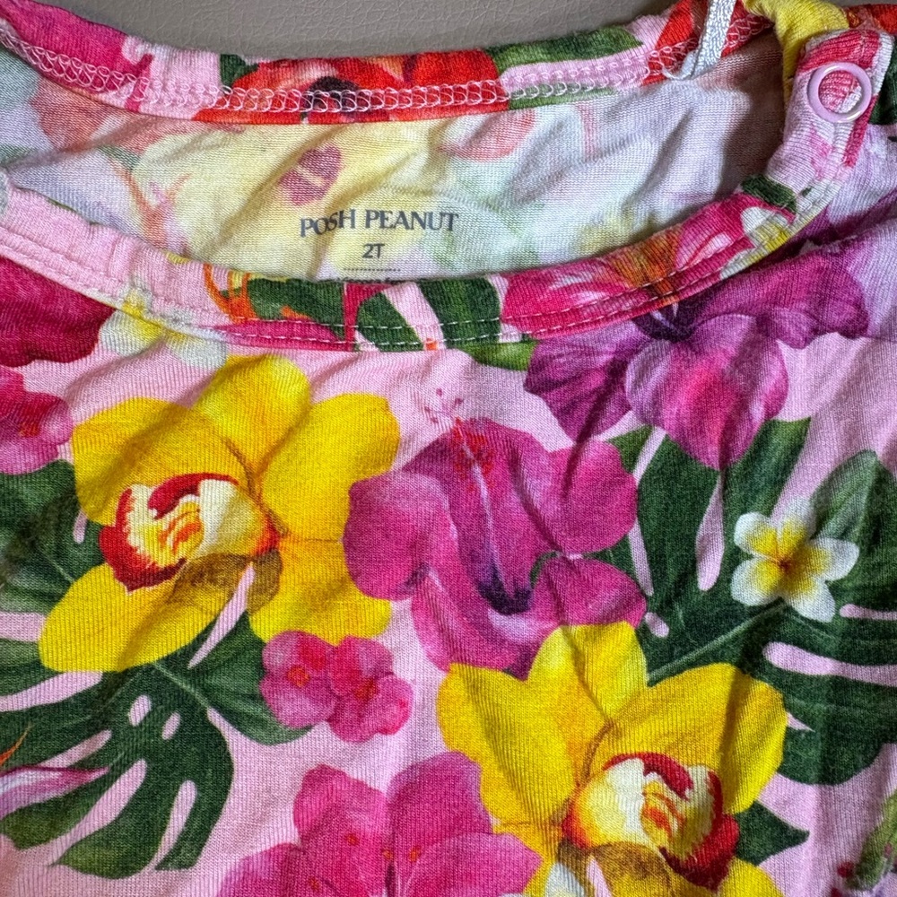 Posh peanut Malana hibiscus floral twirl dress with bodysuit VGUC 2T - Picture 2 of 7